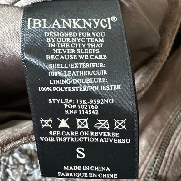 Blank NYC Tan Suede Leather Lined Moto Jacket Cropped Zipper Style Size Small - Picture 6 of 7